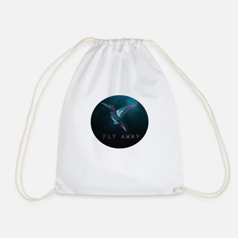 Bird Fly Away - Drawstring Bag - white