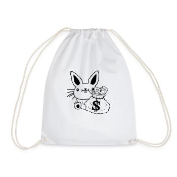 Geldsack reicher Osterhase Geldscheine - Turnbeutel - Weiß - Vorne
