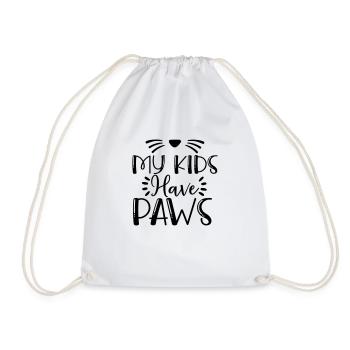 my kids have paws - Drawstring Bag - white - Front