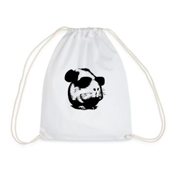 Guinea pig cool sunglasses funny vector 12 - Drawstring Bag - white - Front