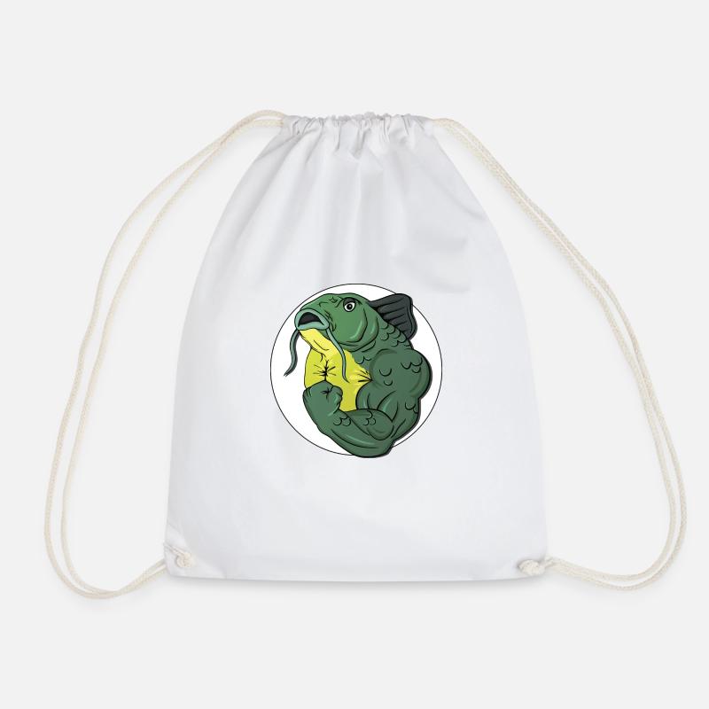 BadassFishing_white - Drawstring Bag - white