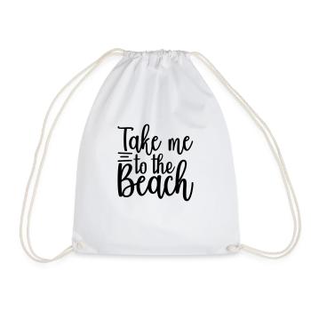 10 take me to the beach - Drawstring Bag - white - Front