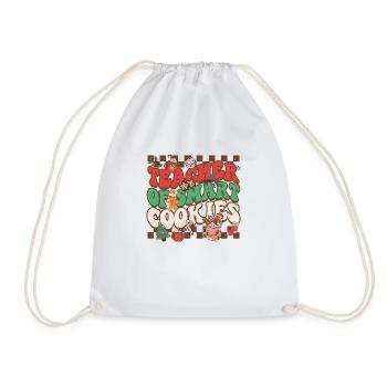 Teacher of Smart Cookies Gingerbread Groovy Christ - Drawstring Bag - white - Front