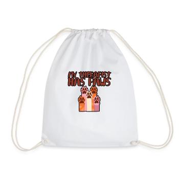 My Therapist Has Paws - Drawstring Bag - white - Front