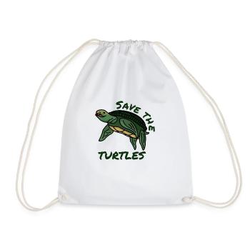Save the turtles Help quote Environment Plastic - Drawstring Bag - white - Front