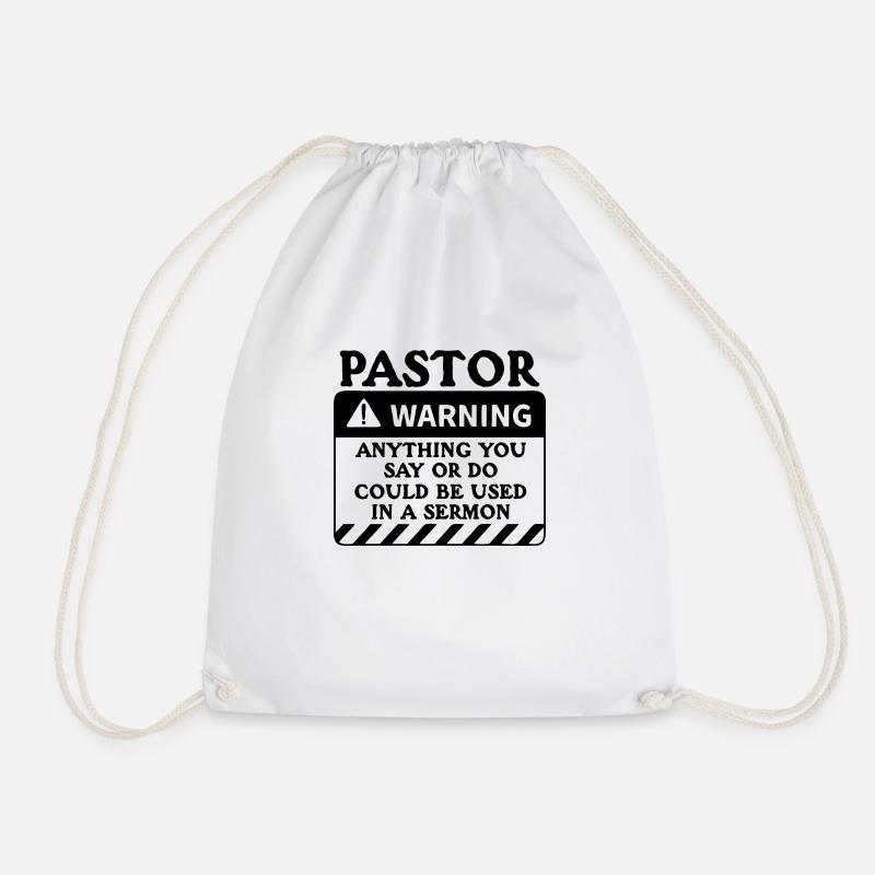 Pastor WARNING - Drawstring Bag - white