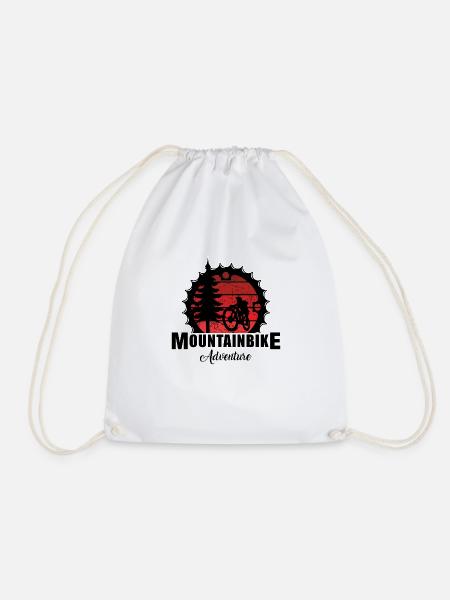 Mountain Bike - Drawstring Bag - white