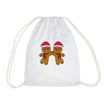 Gingerbread Men - Drawstring Bag - white - Front