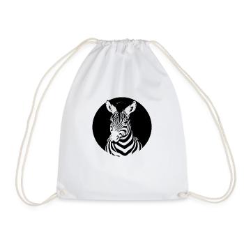 Fun Zebra Cartoon Funny Nature Animal Safari 15 - Drawstring Bag - white - Front