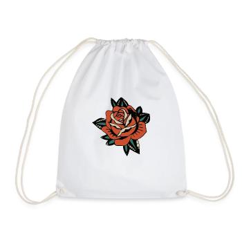 pink flower leaf 403 A - Drawstring Bag - white - Front