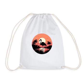 Tropical Flamingo - Drawstring Bag - white - Front
