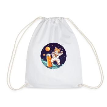 Chat mignon avec de la bière dans l’espace en tant qu’astronaute - Sac de sport léger - blanc - Devant