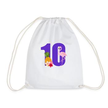 10th Anniversary Flamingo - Drawstring Bag - white - Front