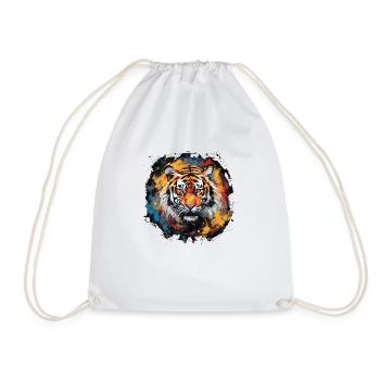 Tiger Design Bunt Tigerkopf - Turnbeutel - Weiß - Vorne