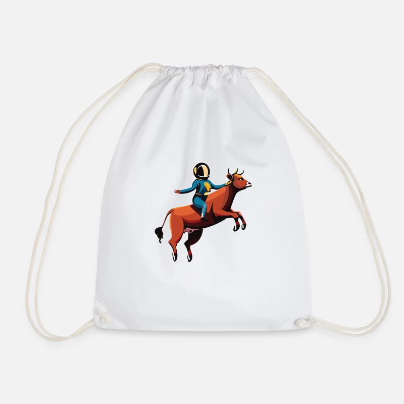 Austronaut riding - Drawstring Bag - white