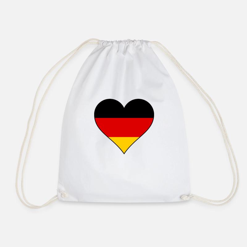 Germany Heart National Colors - Drawstring Bag - white