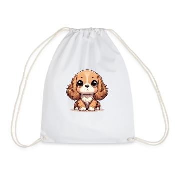 Digital illustration of cute Cocker Spaniel dog - Drawstring Bag - white - Front