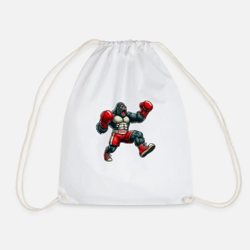 Boxing Gorilla - Drawstring Bag - white