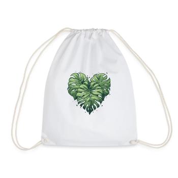 Monstera Herz Blatt Pflanzen Variegata Liebe Plant - Turnbeutel - Weiß - Vorne