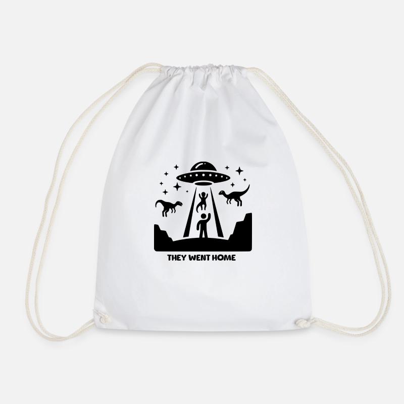 Ufo Dinosaur - Drawstring Bag - white