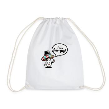 Fun-Guy Mushroom Speech Bubble Digital Art - Drawstring Bag - white - Front