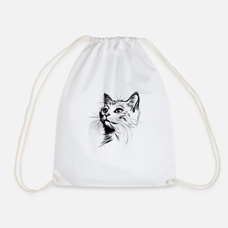 Katze, Katzenmotiv, Katzengesicht - Turnbeutel - Weiß