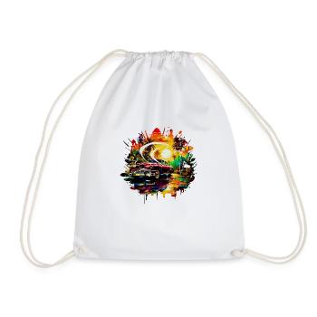 Vacation Early Summer Late Summer Summer Vacation Sea Car - Drawstring Bag - white - Front