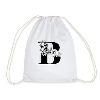 Lettre b floral noir et blanc - Sac de sport léger - blanc - Devant