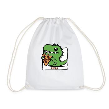 Pizza Dinosaur Dino Gift Idea - Drawstring Bag - white - Front