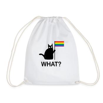 Lustige Schwarze Katze What? Gay Pride LGBT - Turnbeutel - Weiß - Vorne