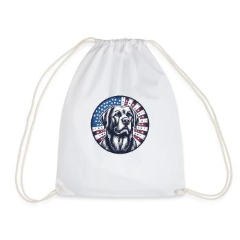 Hund Amerika Flagge Geschenkidee - Turnbeutel - Weiß - Vorne