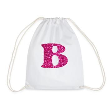 Buchstabe b rosa Glitzer - Turnbeutel - Weiß - Vorne