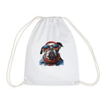 French Bulldog Granny - Drawstring Bag - white - Front