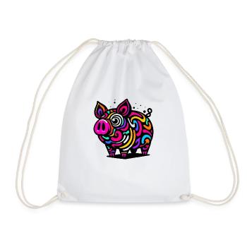 Psychedelic Pig - Drawstring Bag - white - Front