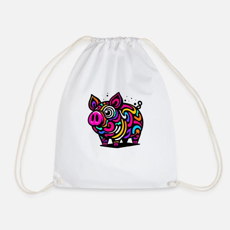 Psychedelic Pig - Drawstring Bag - white