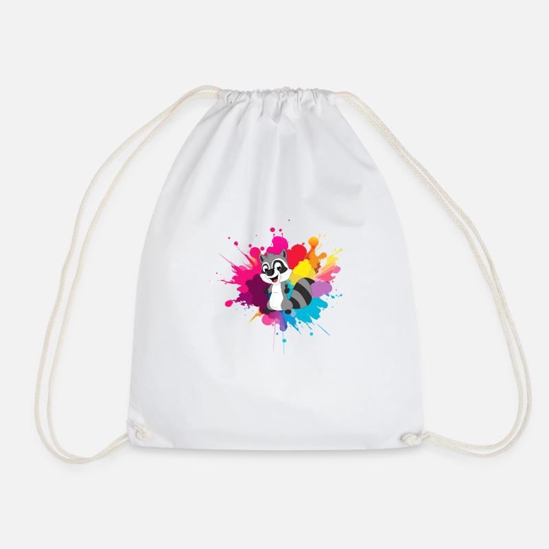 Raccoon - Drawstring Bag - white