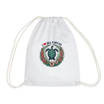 I Love Sea Turtles - Drawstring Bag - white - Front