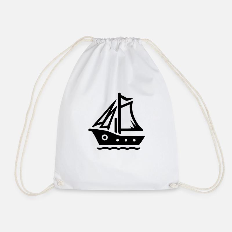 Small Sailboat - Drawstring Bag - white