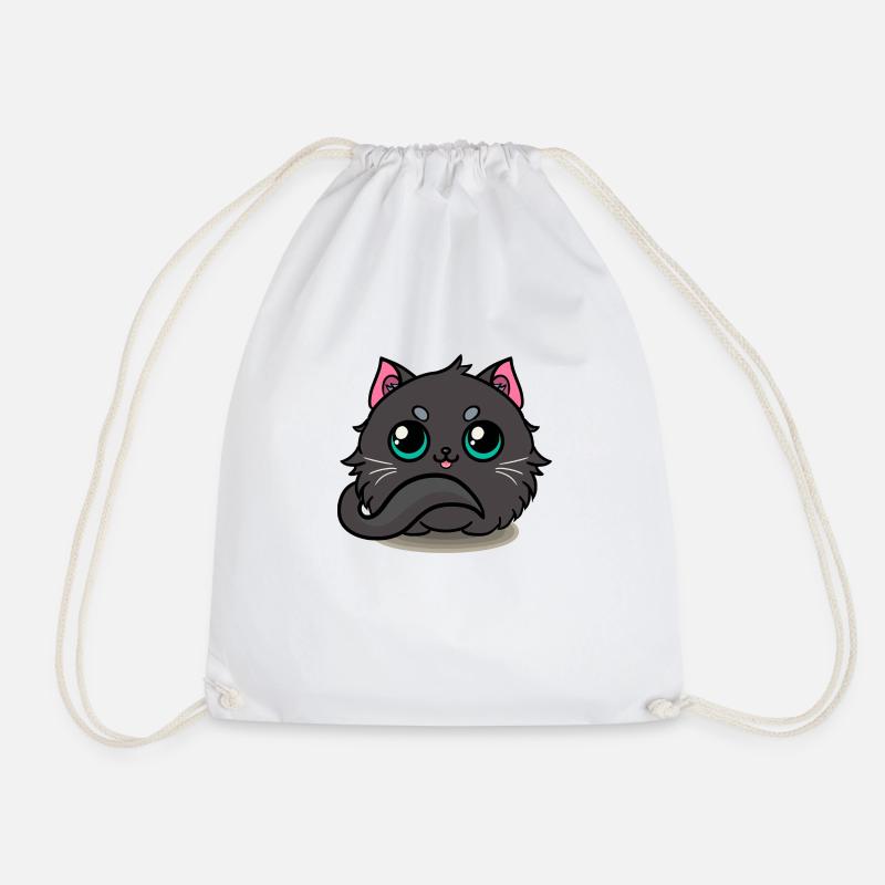 Black cat! - Drawstring Bag - white