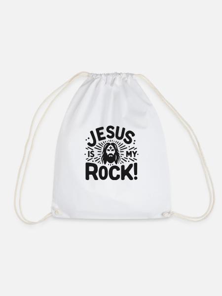 Jesus ist mein Fels in der Brandung - Turnbeutel - Weiß