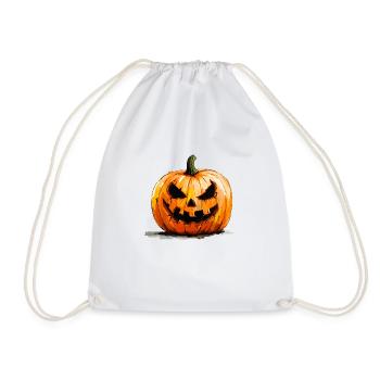 Pumpkin with grimace: The spooky Halloween decoration - Drawstring Bag - white - Front