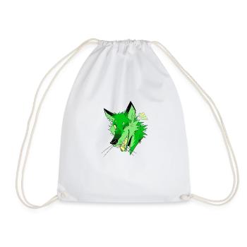 Fox Laughter - Green - Drawstring Bag - white - Front