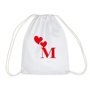 Lettre m cœur rouge - Sac de sport léger - blanc - Devant