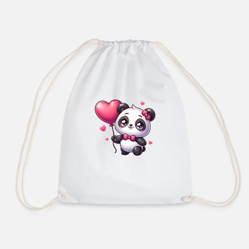 Kawaii Panda - Drawstring Bag - white