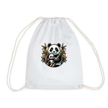Panda mit Baby - Turnbeutel - Weiß - Vorne