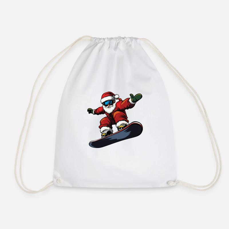 Snowboarder Christmas - Drawstring Bag - white
