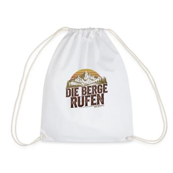 DIE BERGE RUFEN - Rustikales Schild Design - Turnbeutel - Weiß - Vorne