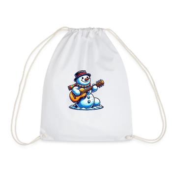 Snowman Guitar - Drawstring Bag - white - Front