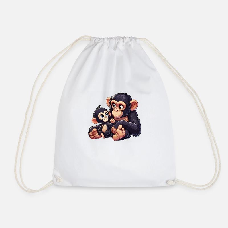 Mère chimpanzé avec enfant - Sac de sport léger - blanc