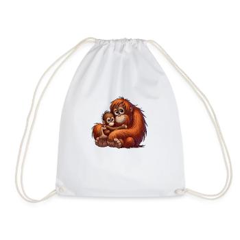 Orangutan mother with child - Drawstring Bag - white - Front